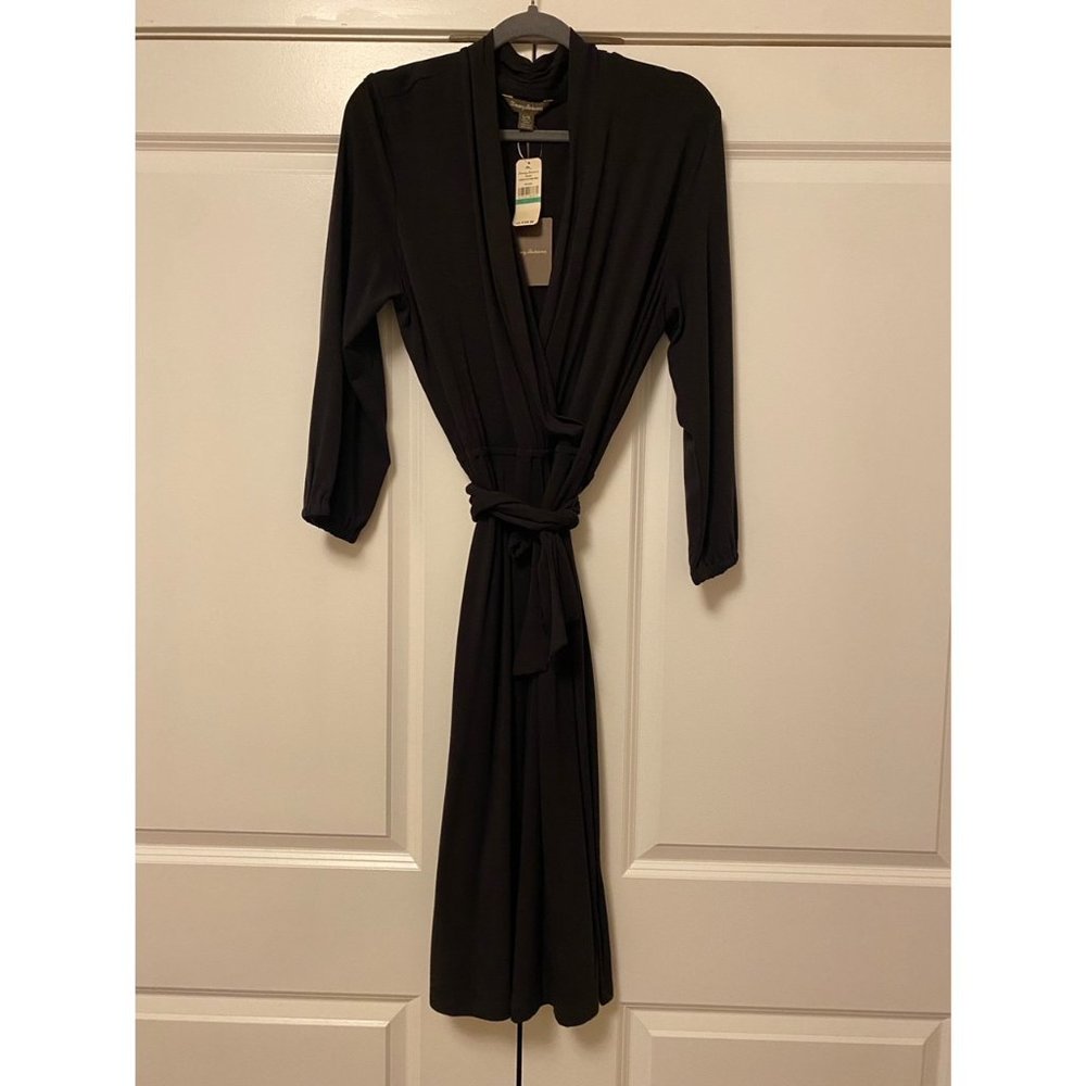 Tommy Bahama Tambour Wrap Dress in Black, Size L, New w/Tags